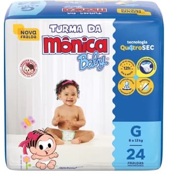 Fralda Descartável na Promoção Turma da Mônica Jumbo Tamanho G - 24 Unidades