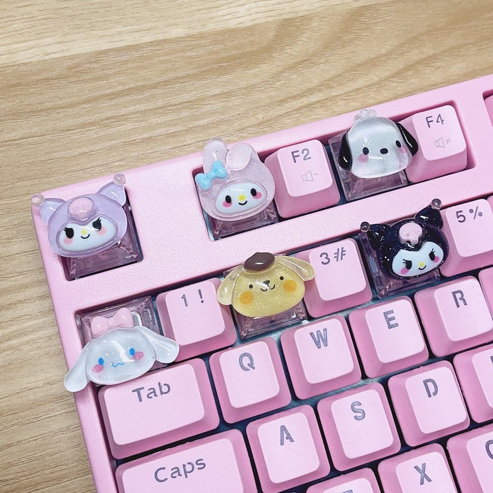 Keycap Cute Melody Jade Osmanthus Translúcido Eixo Teclado Mecânico ESC Base Translúcida