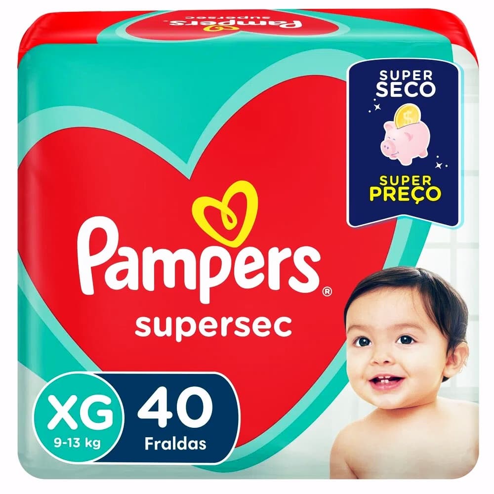 Fralda Descartável Pampers Supersec Pacotão XG 40 Unidades