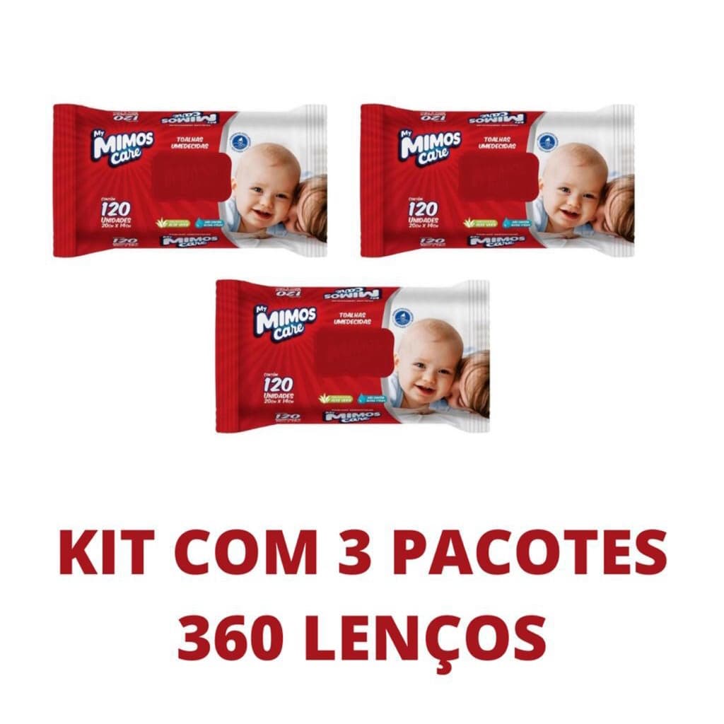 Lenço Toalhas Umedecidas My Mimos Kit C/3 Unidades 360 Tolha