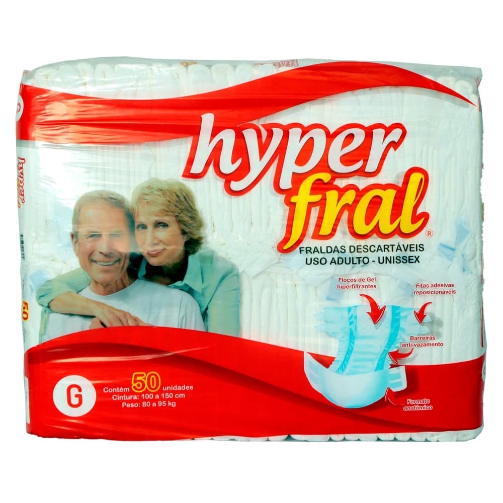 Fralda geriátrica Noturna Hyper Fral G c/50 unid