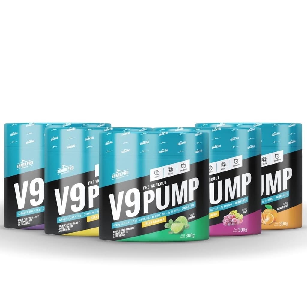 Pre Treino V9 Shark Pro 150g / 300g - Pre Workout com Creatina e Beta Alanina