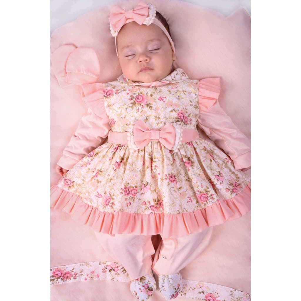 Saída Maternidade Menina Charmosa Floral 5 Peças Roupa de Bebê Menina