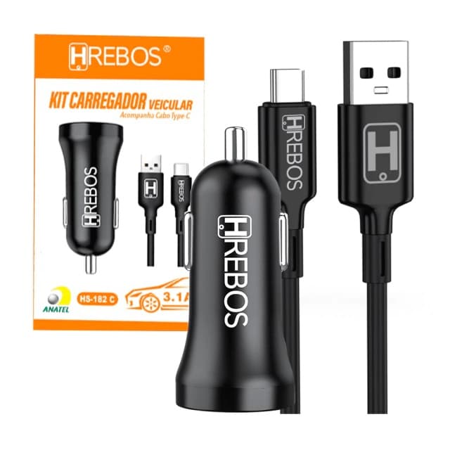 Carregador Veicular Tomada Usb Turbo 3a 2 Usb + Cabo Tipo-c