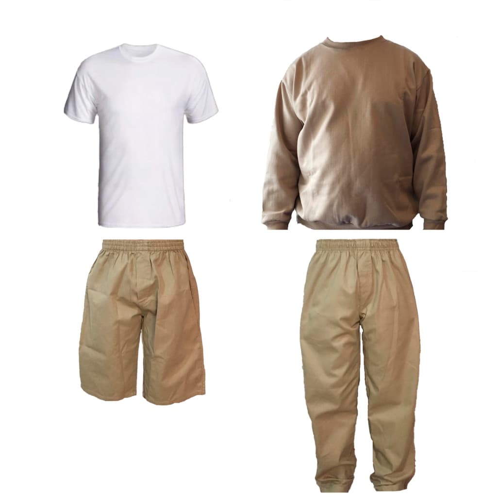 Kit Cdp Preso Caqui(calça, Bermuda, Blusa Moletom E Camiseta