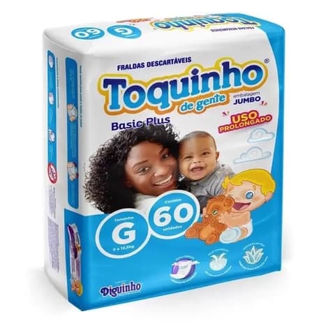 Fralda Descartável Toquinho de Gente Basic Plus Tamanho G - 60 Unidades