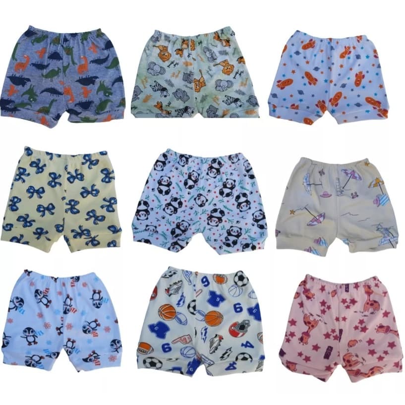 Shorts Para Bebê Estampados suedine Tapa Fralda 100% Algodão
