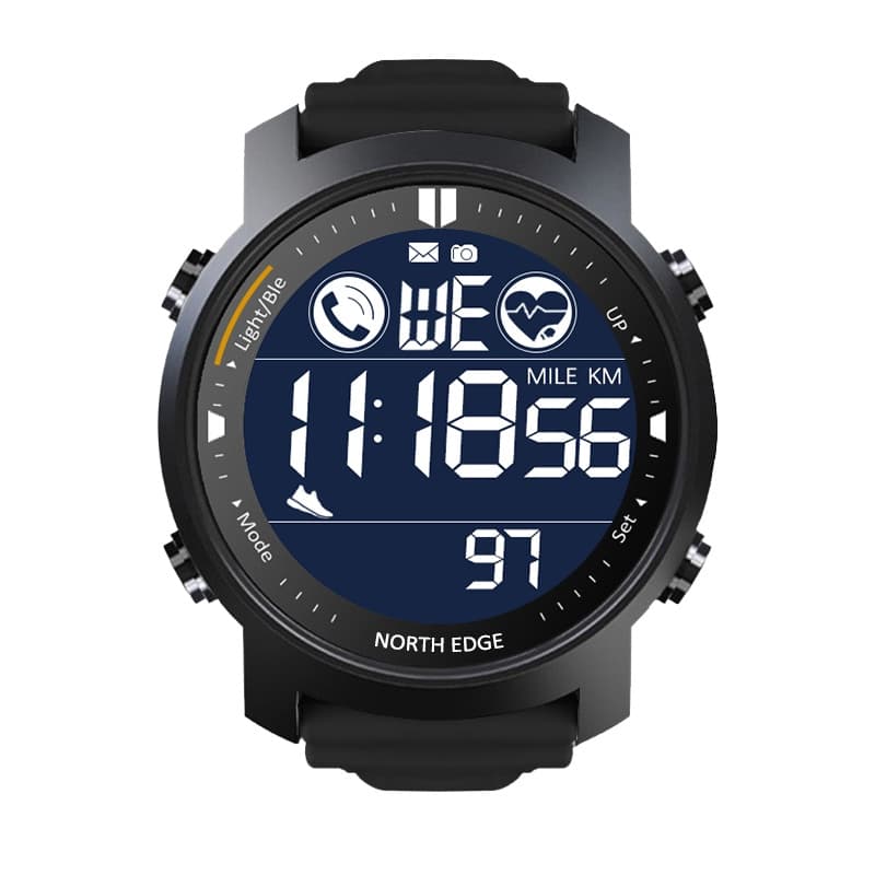 NORTH EDGE LAKER Smartwatch Masculino 50M à Prova d'Água Cardíaco Relógio Esportivo Digital Relógio esportivo masculino