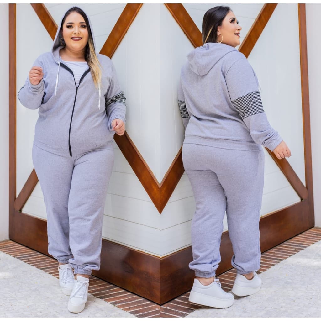 Conjunto feminino longo  plus size tecido moletom