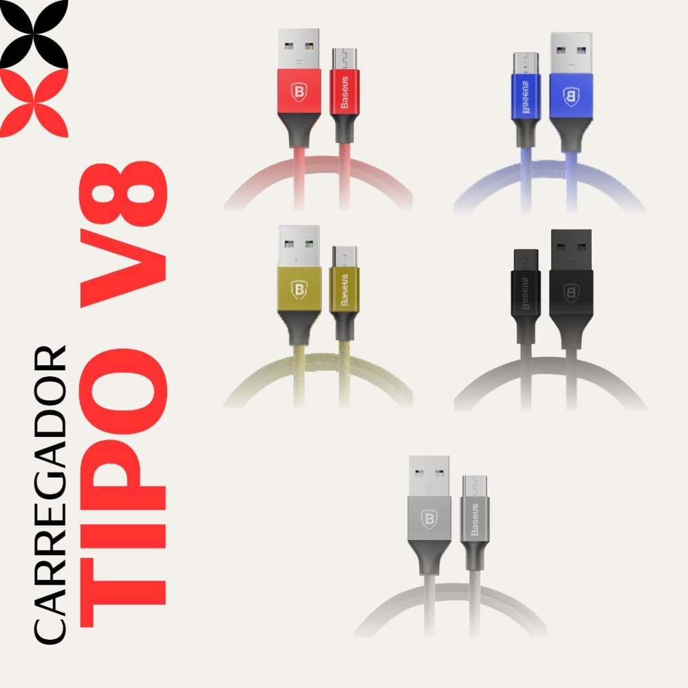 Cabo Carregador Tipo V8 Celular Android Carregamento Rápido Turbo Smartphone Usb Pineng