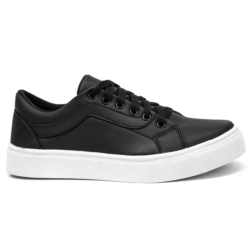 Tênis Baixo Feminino Coloridos Dk Shoes Barato E Confortável Branco Preto