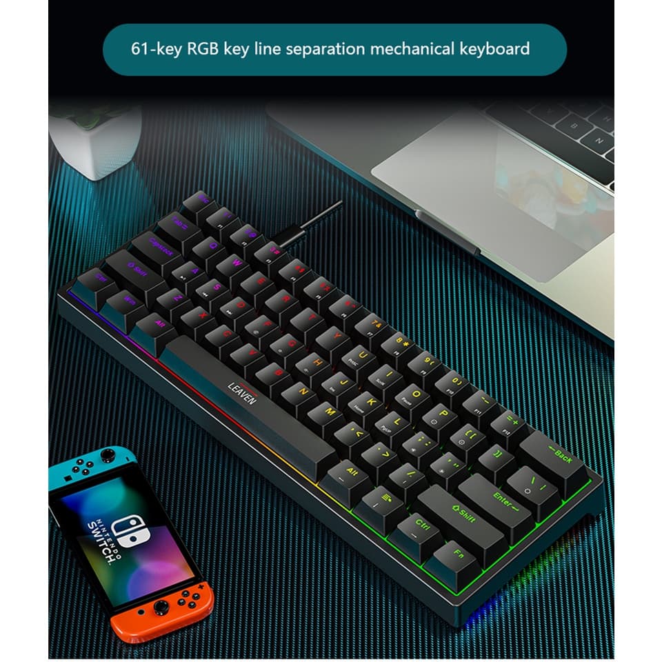 Teclado Gamer mecânico 61 teclas rgb hotswap tipo-c wired gaming keycaps pbt teclado 60% ergonomia teclados