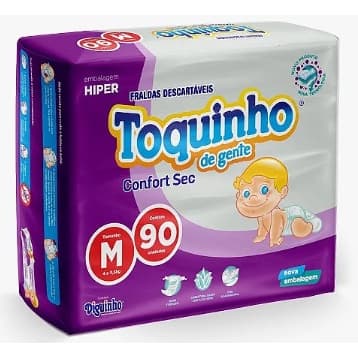 Fralda Noturna (Dia & Noite) Toquinho Confort Sec Hiper - Tam M  - 90 Unidades/Tiras
