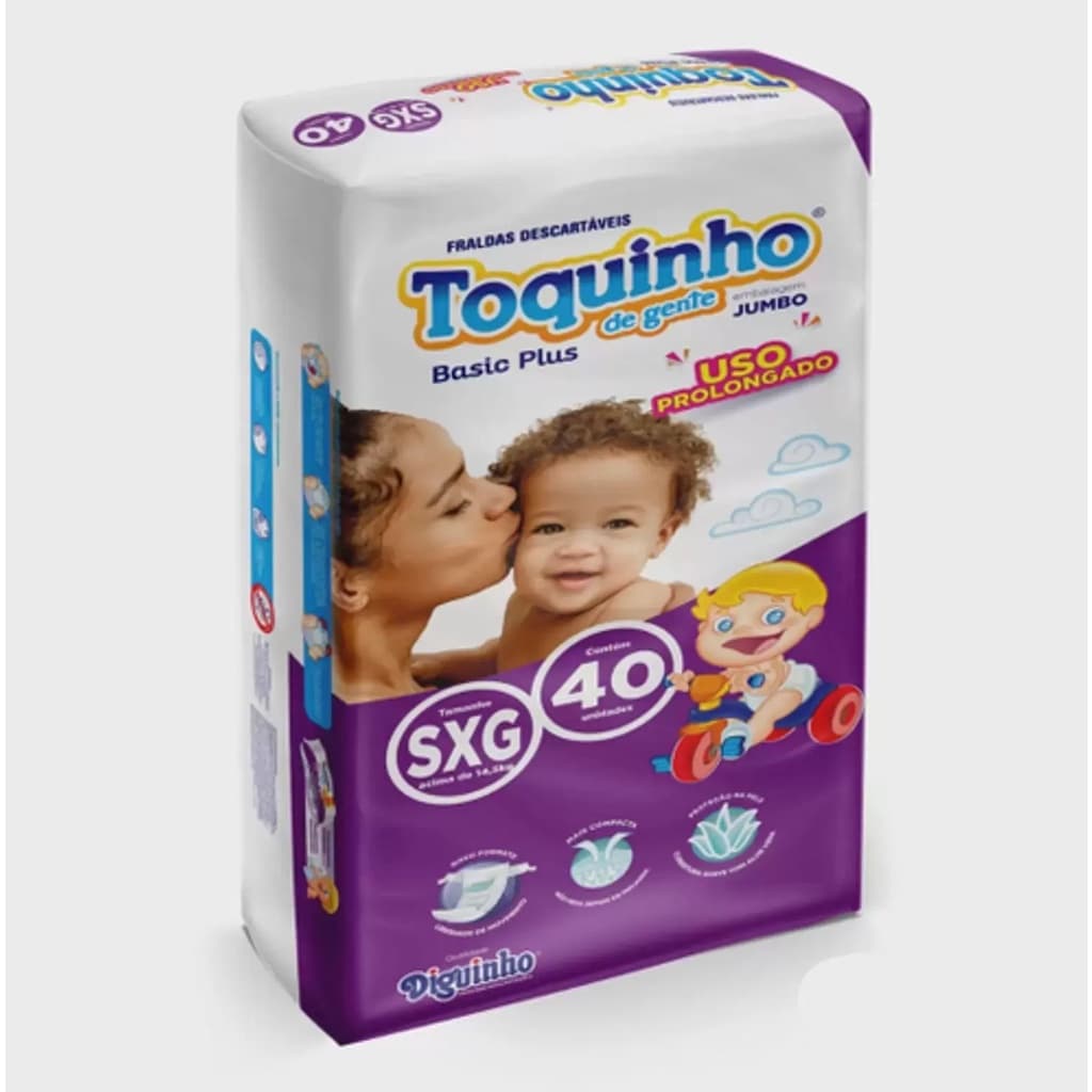 Fralda Descartável na Promoção Toquinho de Gente Basic Plus - Tamanho SXG - 40 Unidades