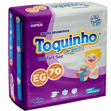 Fralda Noturna  (Dia & Noite) Toquinho Confort Sec Hiper - Tam EG - ATACADO BARATO - 70 Unidades