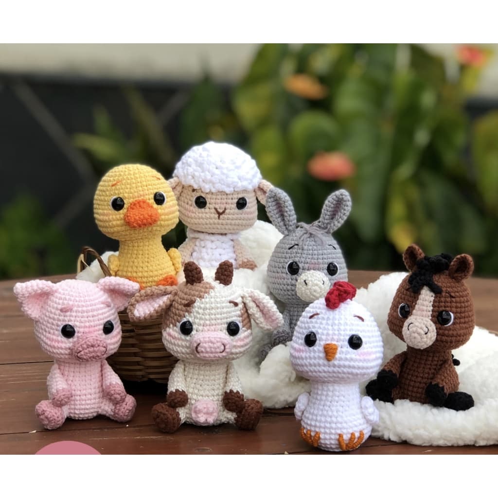amigurumi fazendinha kit 02-07 peças bichinho crochê LEIA A DESCRIÇÃO