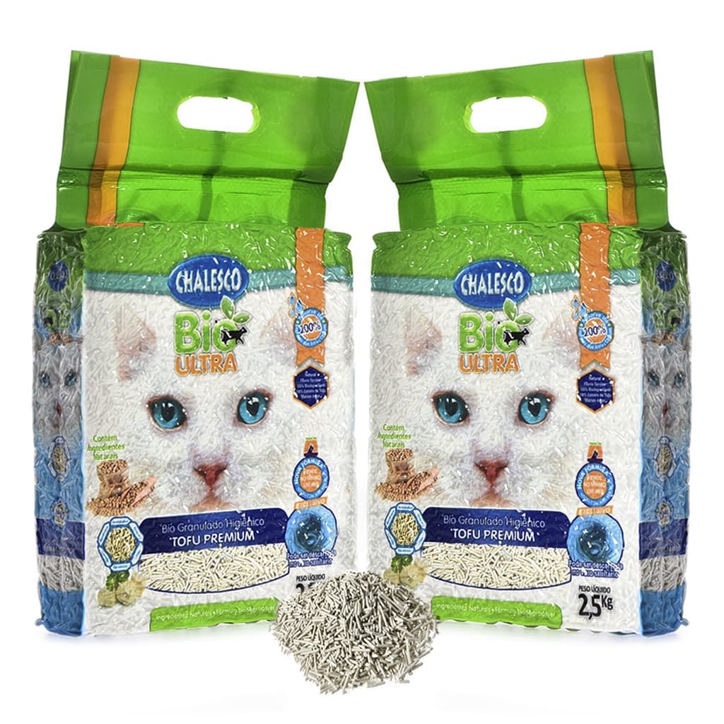 Areia de Gato Higiênica Sanitária Granulado Biodegradável Ultra 2,5kg - 2 Pacotes