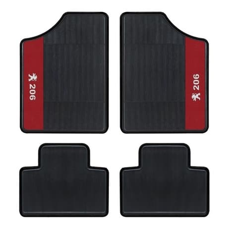 Tapete Personalizado Automotivo Peugeot 206 Lado Vermelho 4 Pçs