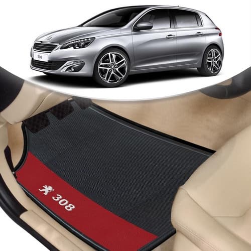 Tapete Personalizado Automotivo Peugeot 308 Lado Vermelho 4 Unidades
