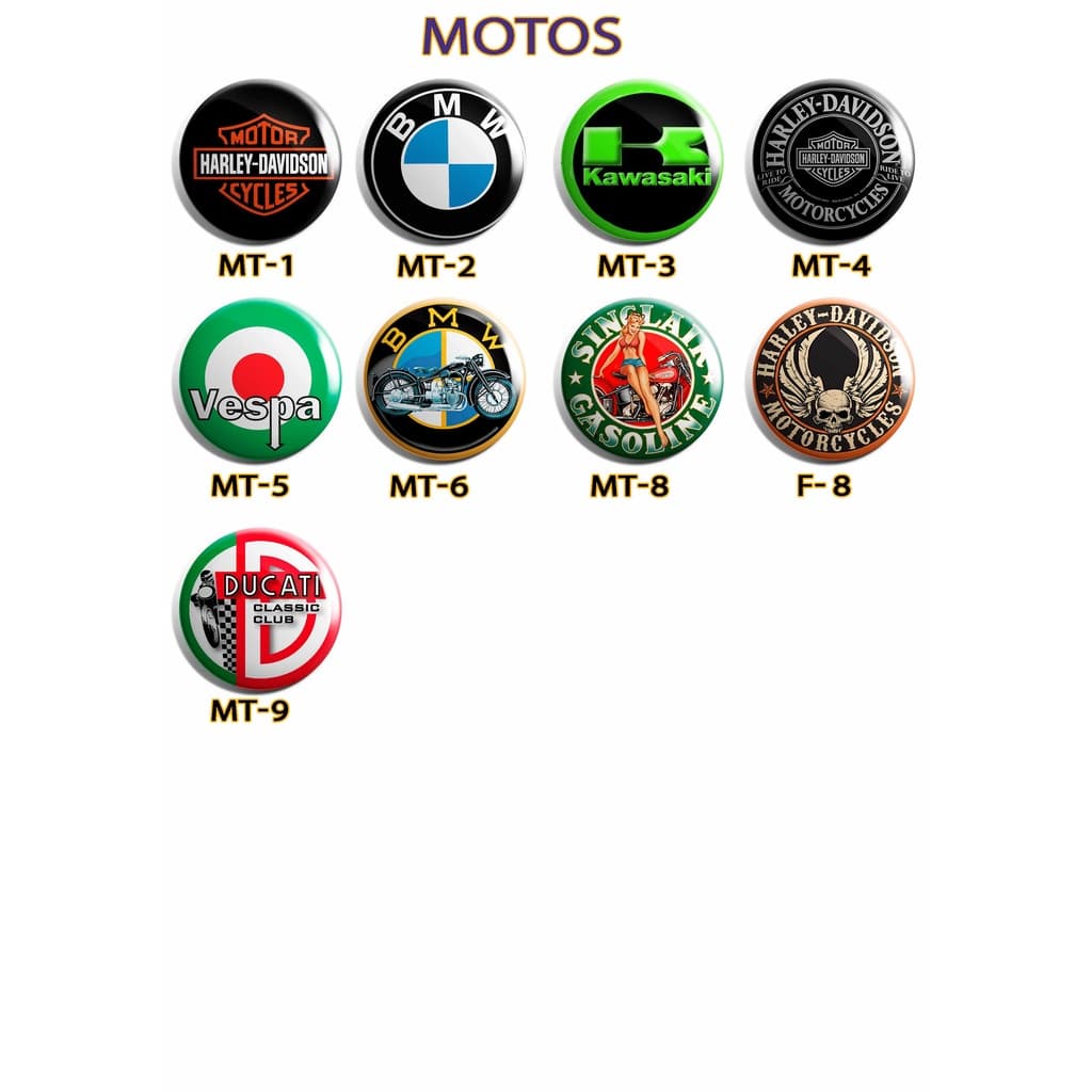 BOTTONS MOTOS 3,5 cm botom (broche alfinete)  boton de moto, marcas de moto e de carro