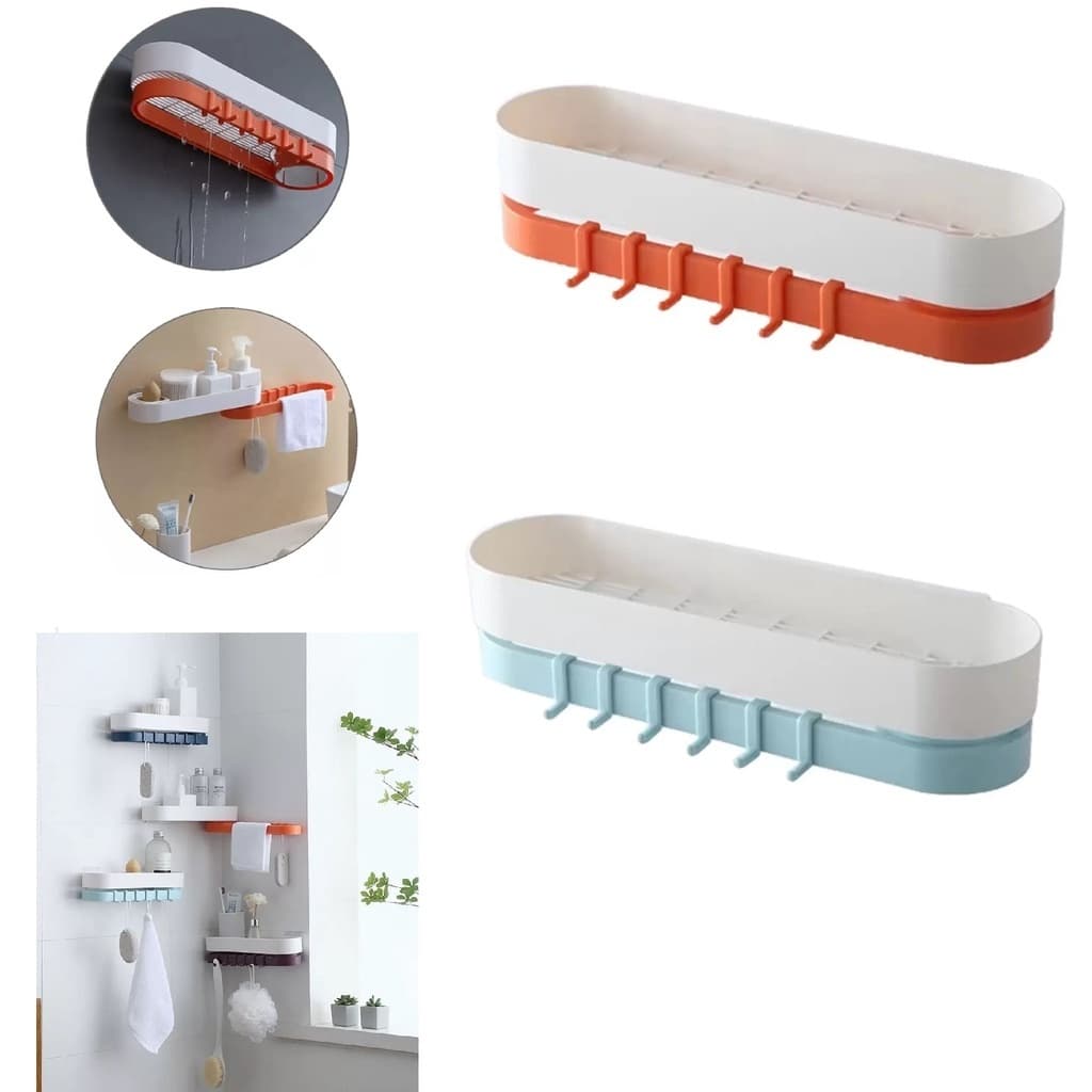 Suporte Porta Shampoo Adesivo Parede Banheiro 6 Ganchos