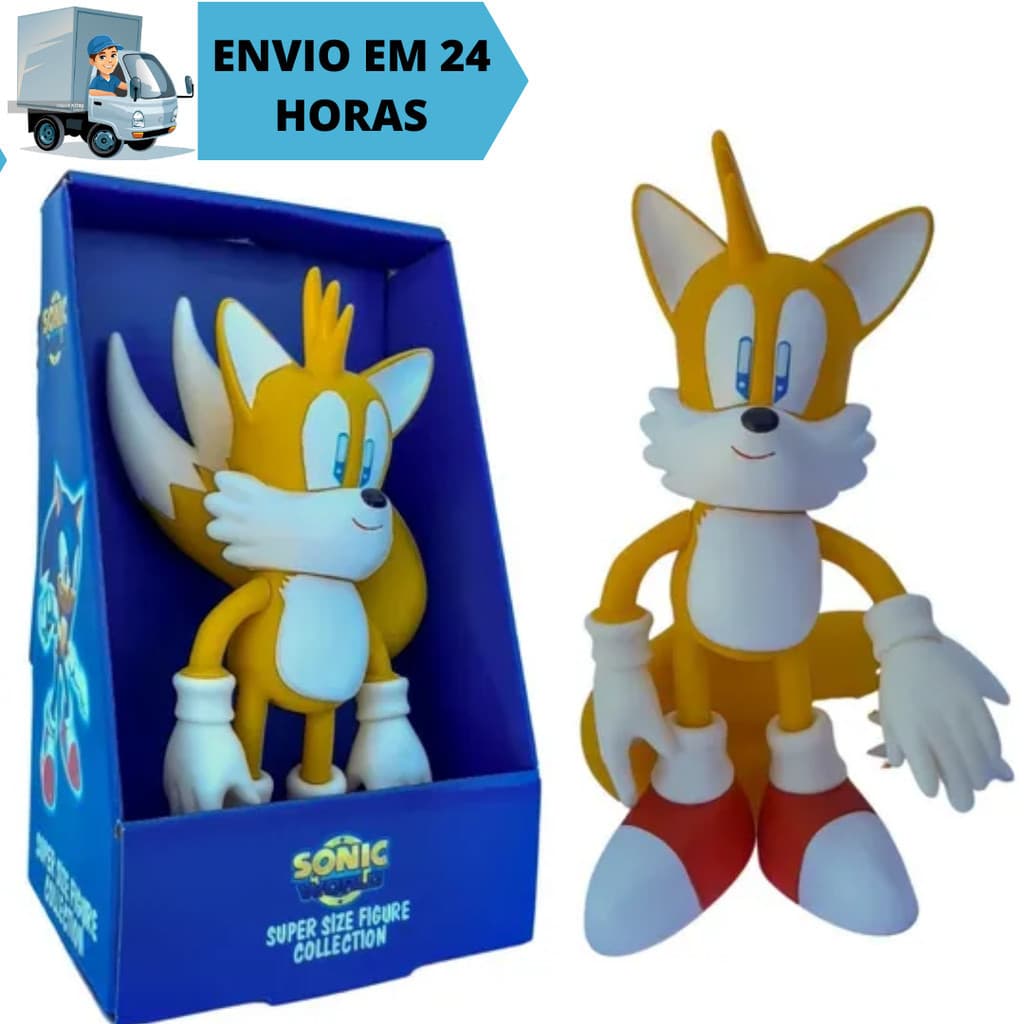 Boneco Tails Grande Sonic Collection Articulado 25cm Caixa Originl brinquedo de sonic sonic