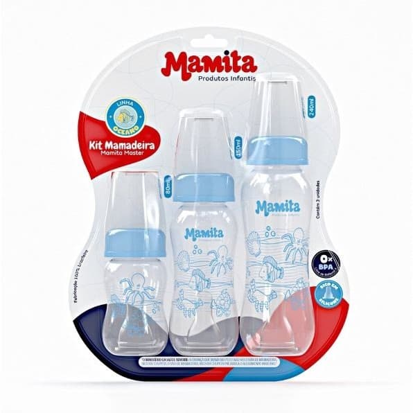 KIT MAMITA MAMADEIRA POP 80ML 150ML 240ML BLISTER INFANTIL PARA ALIMENTAÇÃO DO BEBÊ