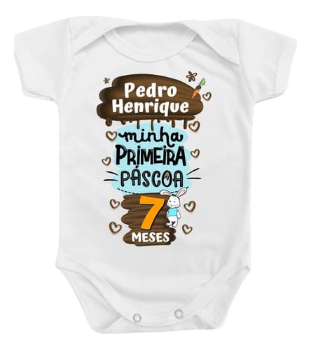 Body Roupa De Bebê Páscoa Mêsversário Nome Menino Menina