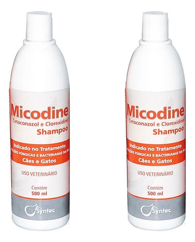 Kit 2 Micodine Syntec Shampoo para Cães e Gatos - 500 mL