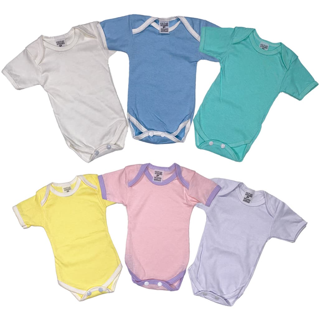 Kit 5 Body de Bebê Manga Curta Algodão Malha Liso Enxoval Maternidade