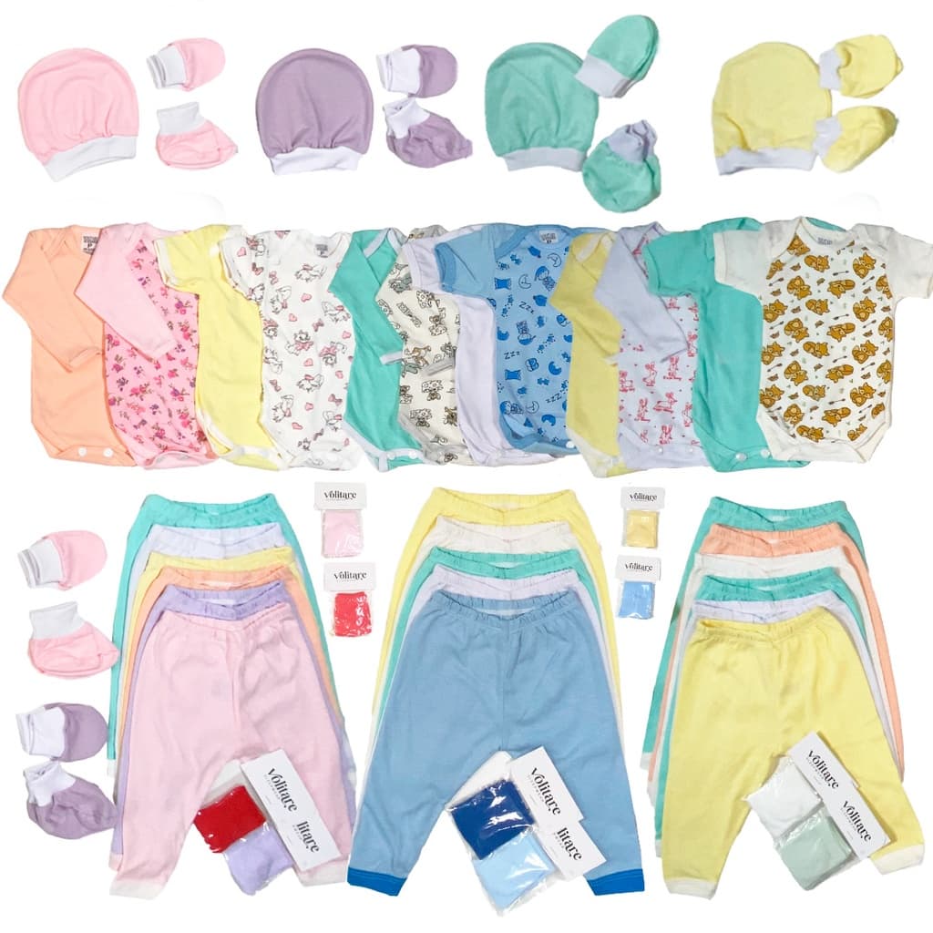 Kit 23 Peças Roupas Bebê Enxoval Maternidade Body Liso Estampado Mijão Touca Luva Meia