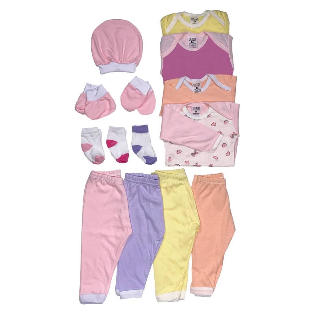 Kit 14 peças enxoval completo Liso e Estampado Body Mijão Luva Touca Meia Marternidade Roupa de bebê