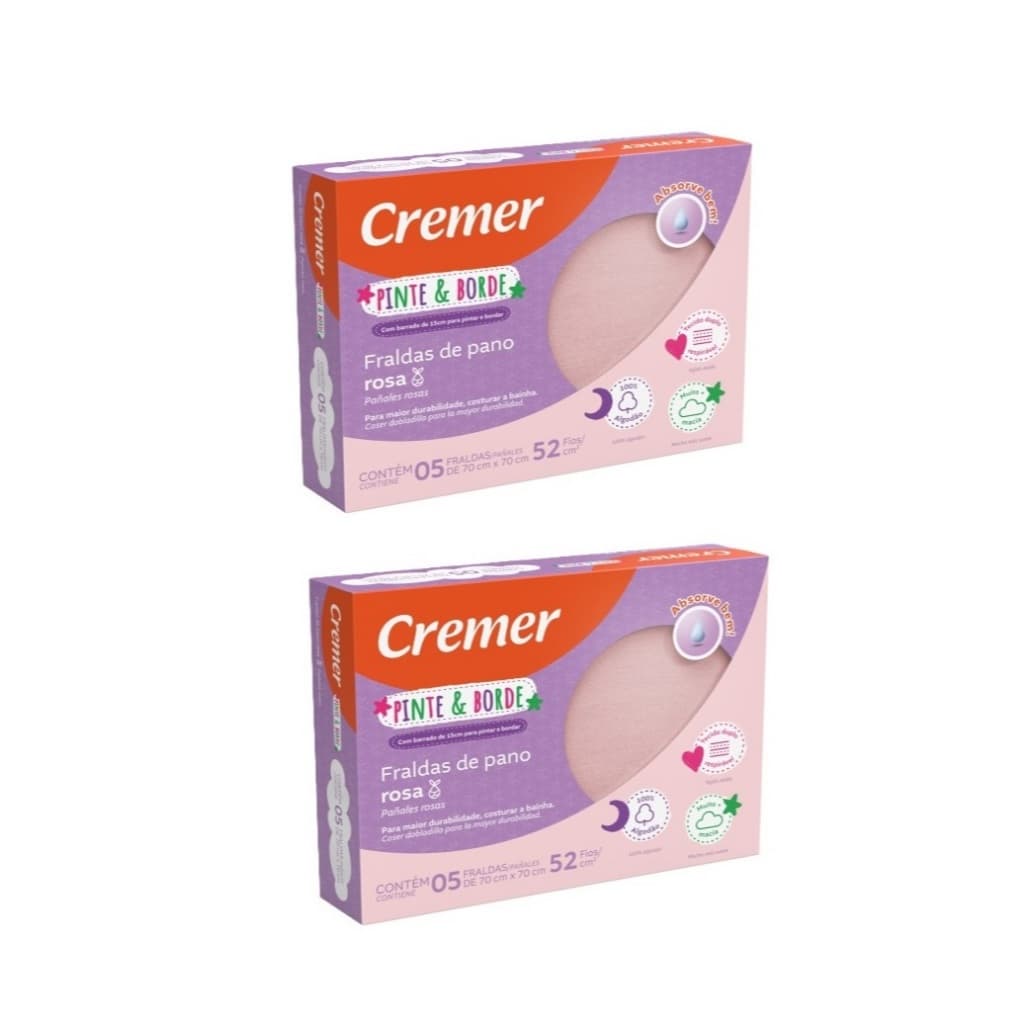 Fralda Cremer Pinte E Borde Rosa C/2 Pacotes