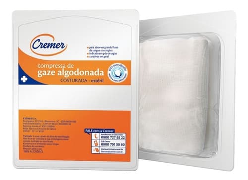 Kit 20 Compressa De Gaze Algodonada Estéril 15x60cm - Cremer