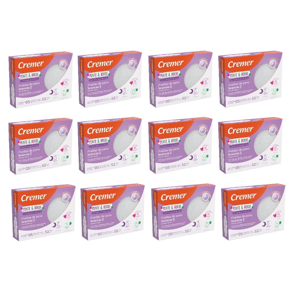 Fralda Cremer Pinte E Borde Branca Kit 12 Cx