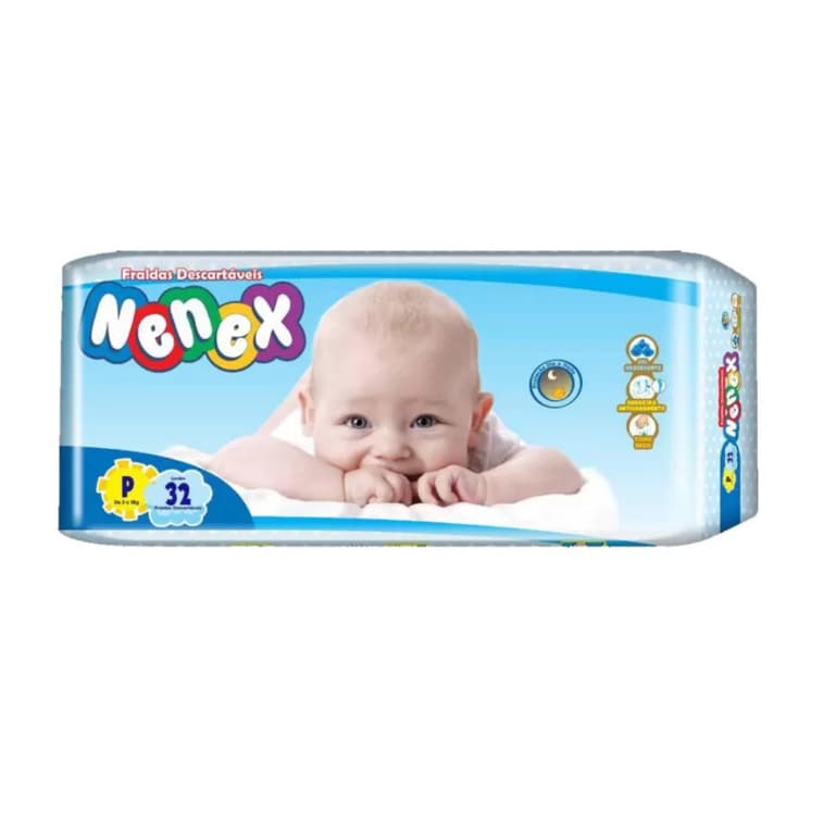 Fralda Descartável Nenex Jumbo P C/32 Un De 3 a  5 Kg