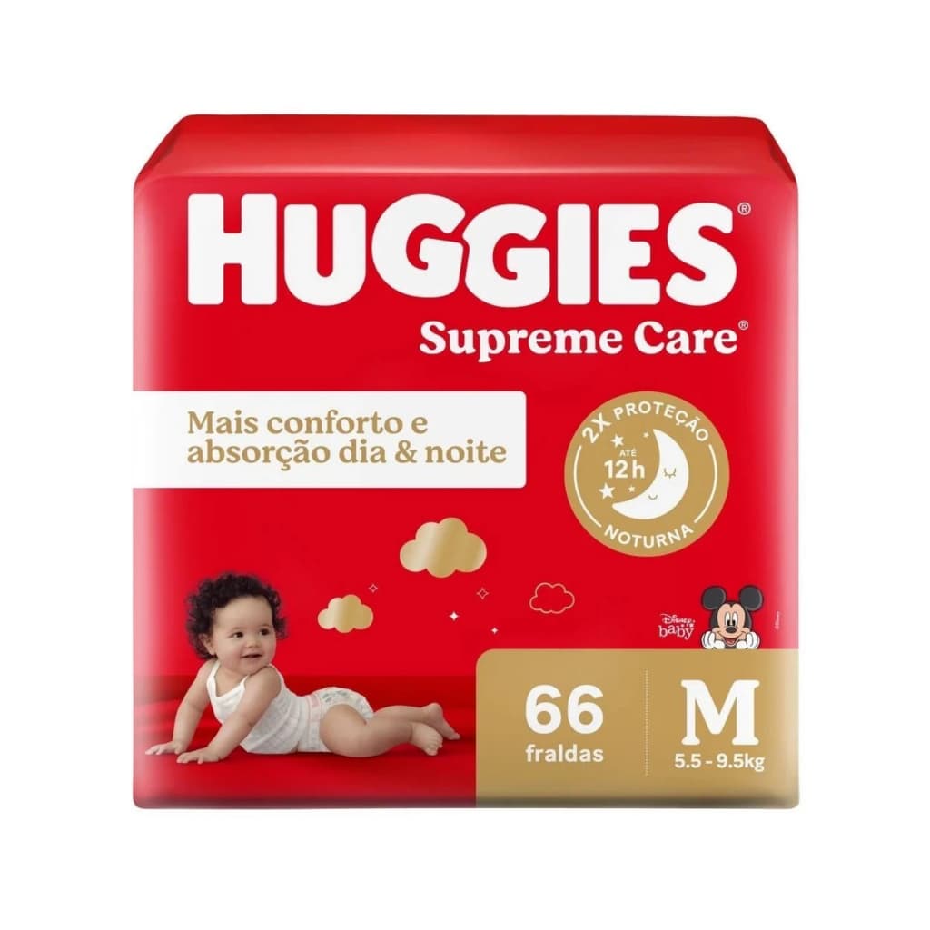Fralda Descartável Infantil Huggies Supreme Care Hiper Dia E Noite Tam M
