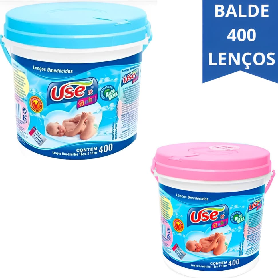 Balde  Lenços Umedecidos Use It Baby Com 400 Unidades