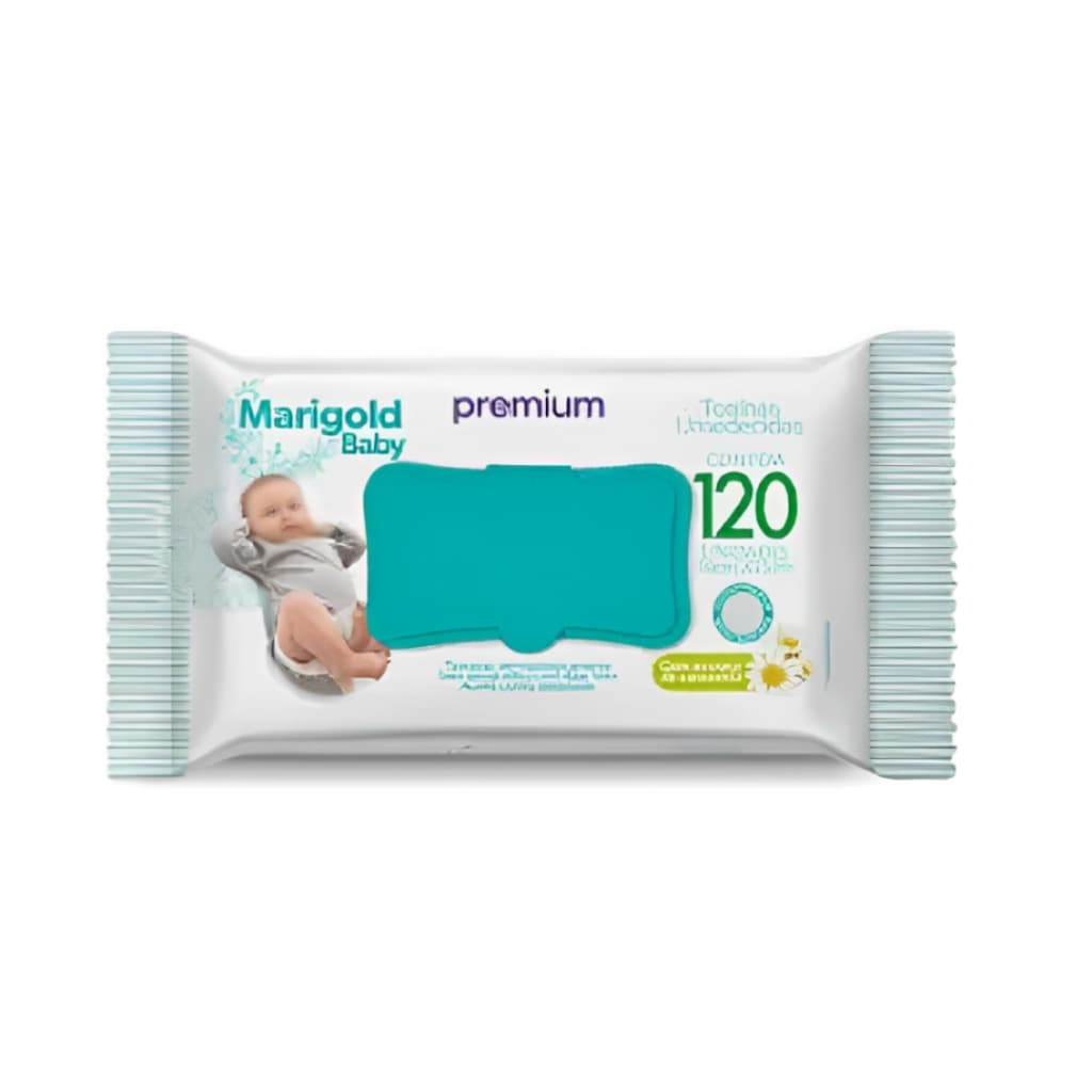 Toalha Umedecida Lenço Merigold Baby Premium Camomila C/ 120 Unidades