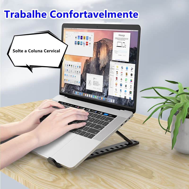 4  Unidades Suporte  Apoio De Notebook Laptop Compacto Articulado Home Office / Suporte Notebook / Porta Notebook Preto