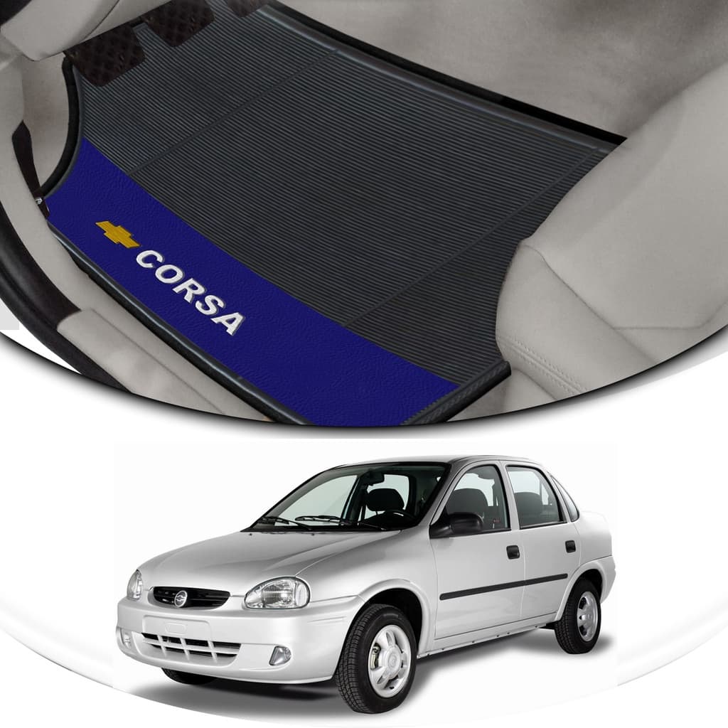 Tapete de borracha Lateral Azul 4 Peças Automotivo Chevrolet Corsa