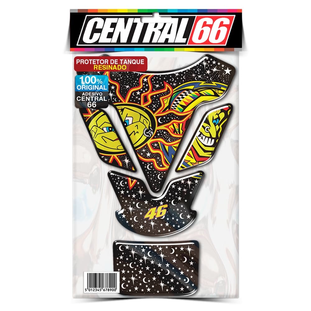 Tankpad Adesivo Resinado Moto M1 Vale Moto GP 46 VR Sol e Lua Protetor de Tanque Alto Relevo Automotivo Emborrachados