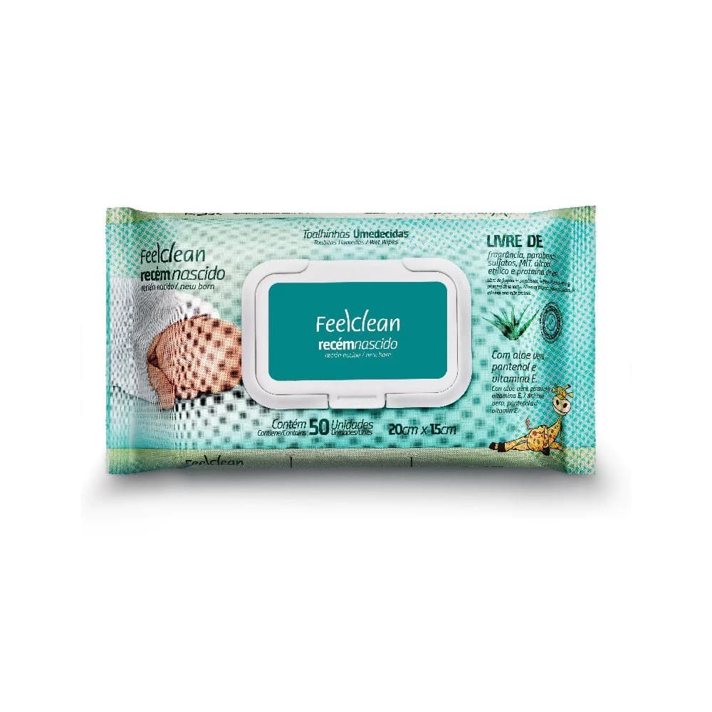 Toalhinhas Umedecidas Lenços Umedecidos FEELCLEAN Recém Nascido 50 unidades