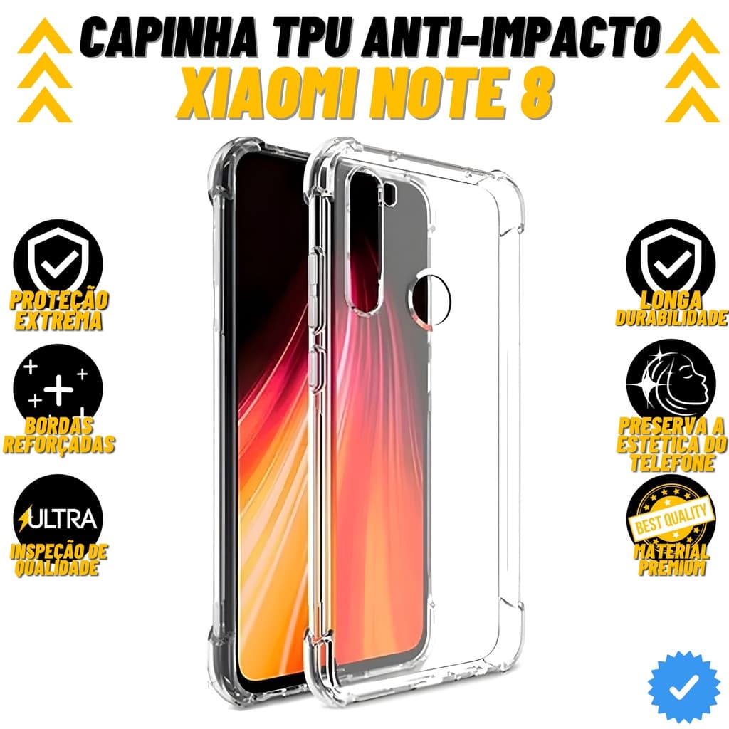 Capinha de Celular Xiaomi Note 8 Ultra Anti Shock TPU Transparente Reforçada
