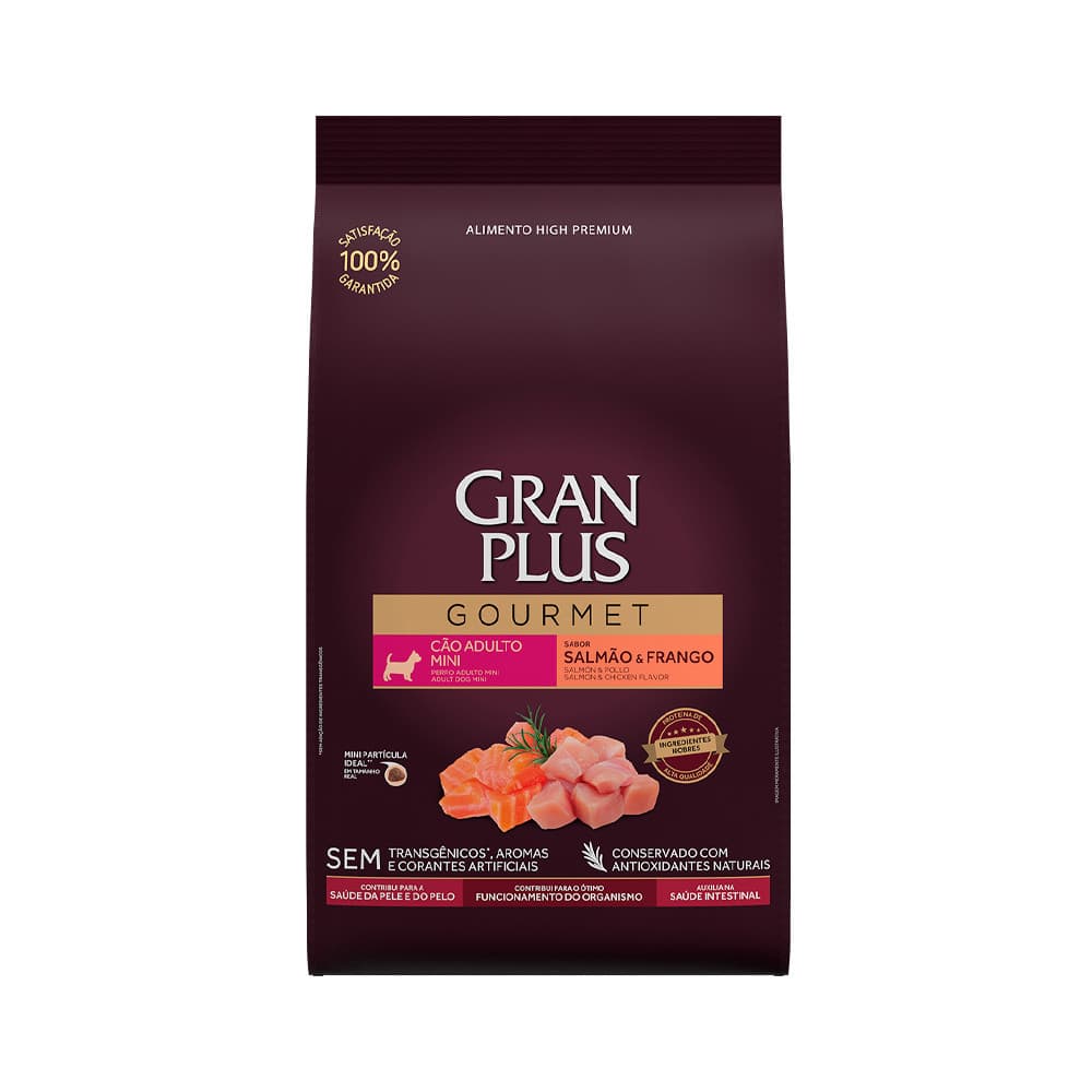 Ração GranPlus Gourmet Cão Adulto Mini Salmão Frango 10,1Kg