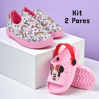 kit com 2 pares de tenis e sandália infantil para meninas. Confortável. Lucks calçados