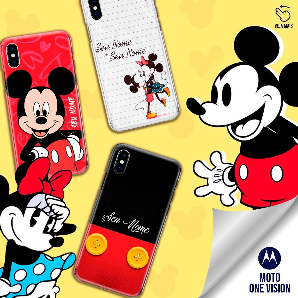 Capa Capinha Case - Moto One Vision / Moto One Action - Mickey Minnie