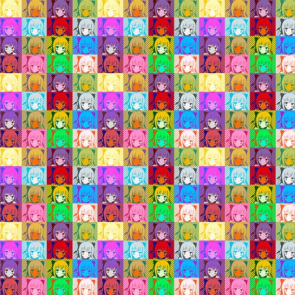 Tecido Tricoline Digital Garota Anime Efeito Glitch 100% Algodão Patchwork Quilting Cozinha Chic
