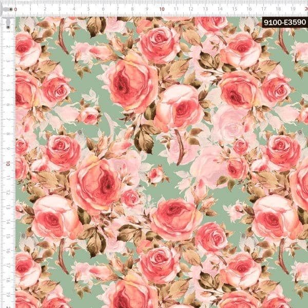 Tecido Tricoline Digital Floral Rosa Seco Vintage Personalizado 100% Algodão Bolsas Luxo Patchwork
