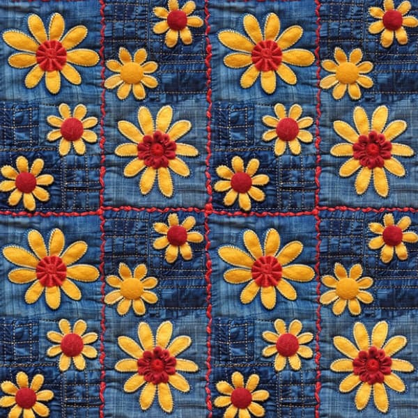 Tecido Tricoline Digital Margaridas No Jeans 100% Algodão Bolsas Luxo Confecção Fina Quilting